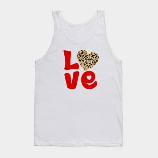 Love Letters with Cheetah Leopard Pattern Heart Tank Top